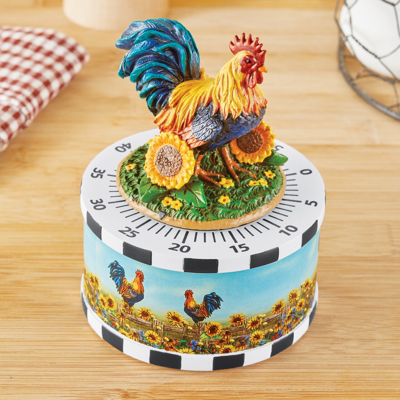 Collections Etc Country Rooster and Sunflowers Kitchen Timer